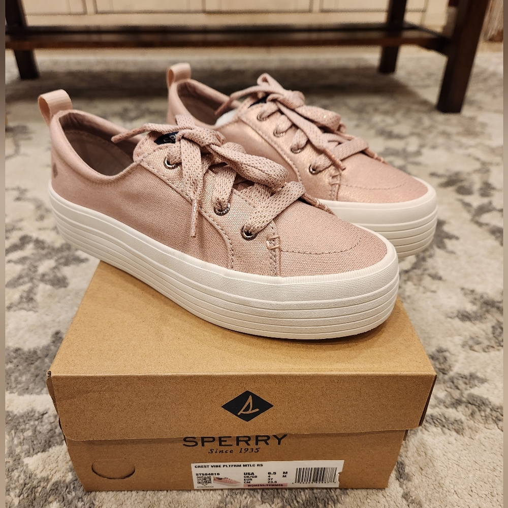 Women's Sperry Pink Metallic Platform Shoes